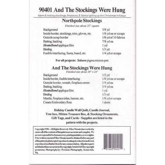 UNUSED Christmas Decor Sewing Patterns Kit, And the Stockings Were Hung by Fiber - Picture 2 of 2